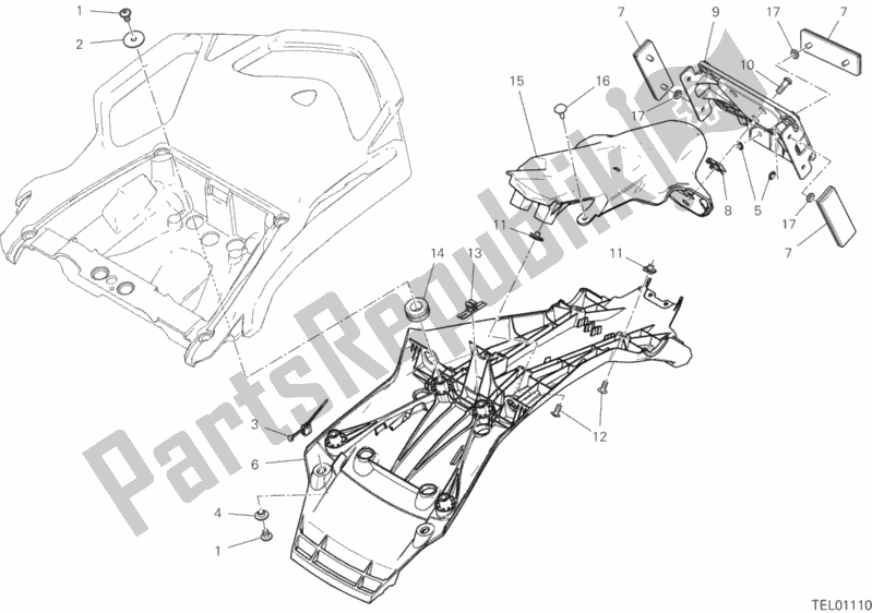 All parts for the Plate Holder of the Ducati Multistrada 1260 S ABS USA 2018